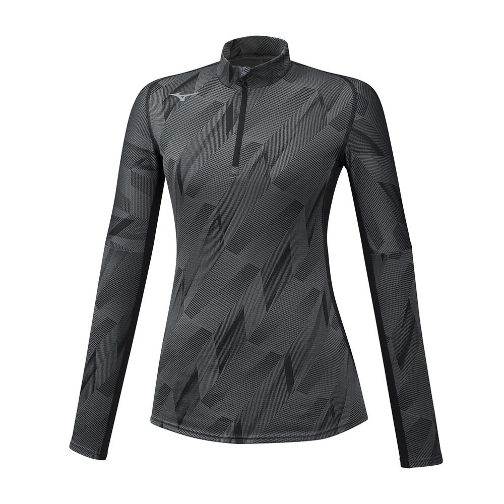 Women's Mizuno Running Clothing Black Jacquard Graphic HZ Apparel - J2GA976509